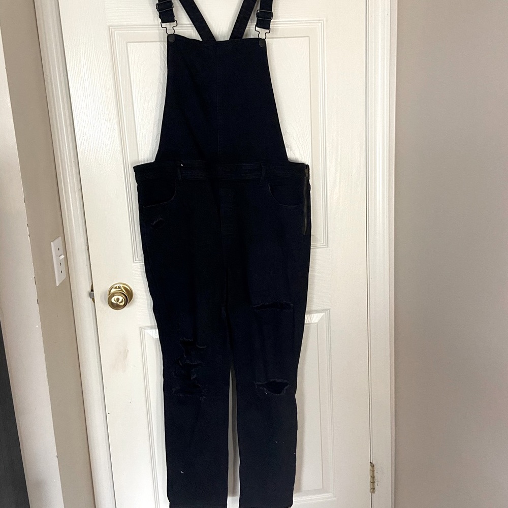 American Eagle Ripped Black Overalls